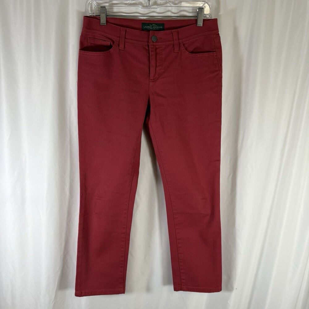 Lauren Ralph Lauren Jeans Women's 4 Red Cropped Modern Straight Leg Pockets